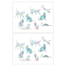 Cat-shaped rainbow prism glass stickers 2 pcs