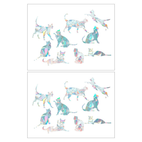 Cat-shaped rainbow prism glass stickers 2 pcs