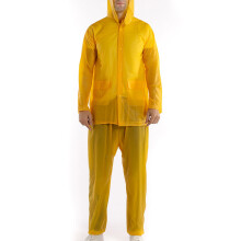 PVC transparent raincoat set for adults yellow