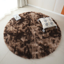 Round Fluffy Shag Rug Brown 72x72 Inches