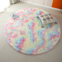 Round fluffy shag rug 48x48 inches rainbow
