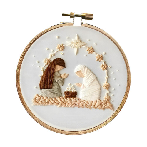 Christmas Embroidery Kit with Hoop and Threads, 1 Set 1