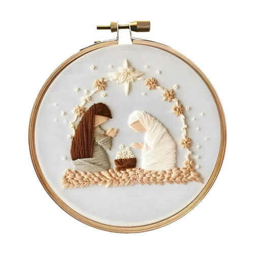 Christmas Embroidery Kit with Hoop and Threads, 1 Set 2