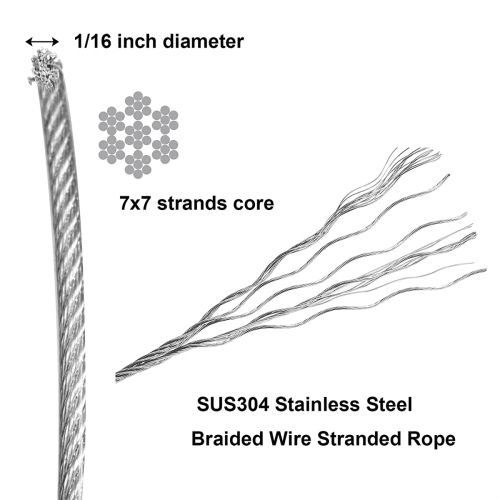 Wire Rope Cable 1/16 inch x 500 feet braided stranded 2