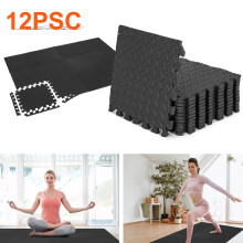 Black Foam Interlocking Floor Mats 11.8" x 11.8" 12 pcs