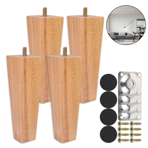 Wooden Sofa Legs Set of 4 Solid Height Replacement Legs