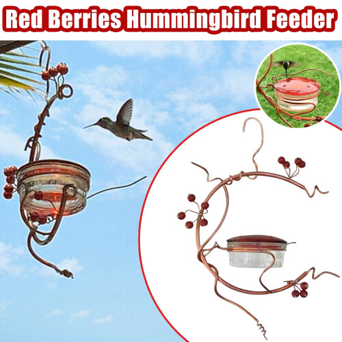 Courtyard hummingbird feeder with red berries design 1