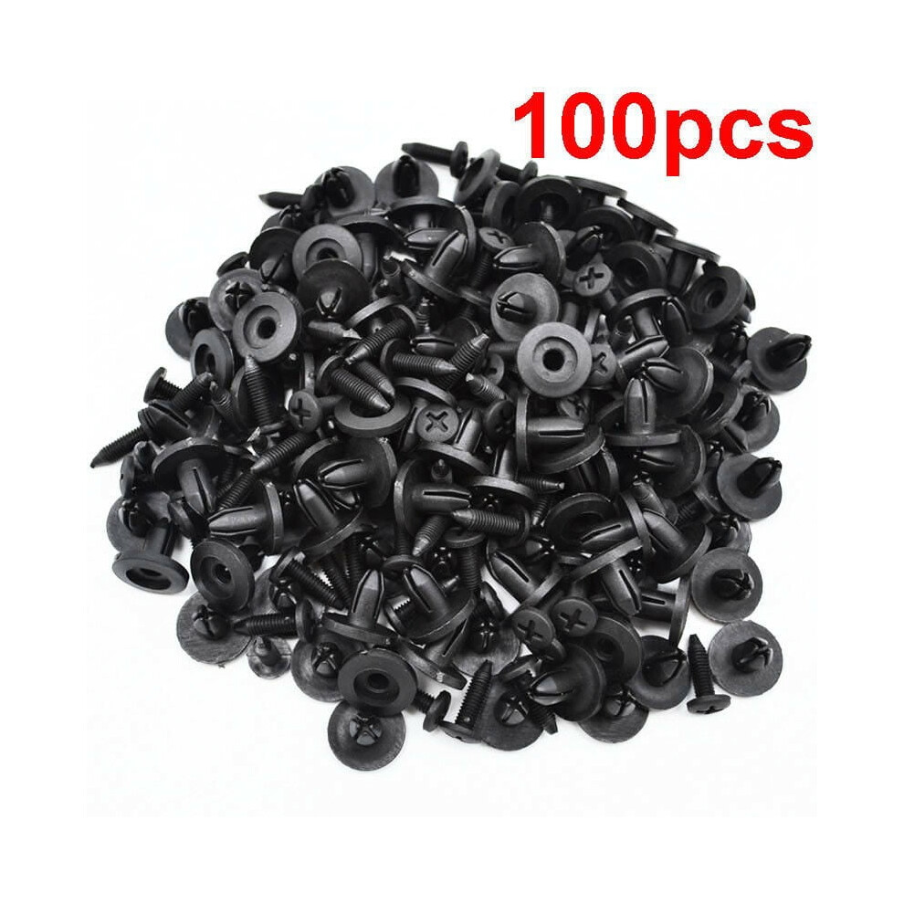 Car Bumper Rivet Fastener Clips 6Mm Hole 100Pcs Black 9314556522611