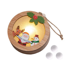 Christmas Baubles Wooden Hanging Lights Santa Snowman