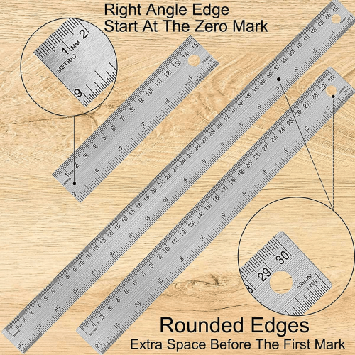 Stainless Steel Ruler with Cork Backing 12+18 Inch 2