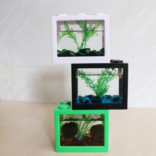 LED Display Desktop Aquarium Kit with Lid for Snails and 2