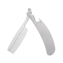 Gecheer folding beard comb for men stainless steel pocket