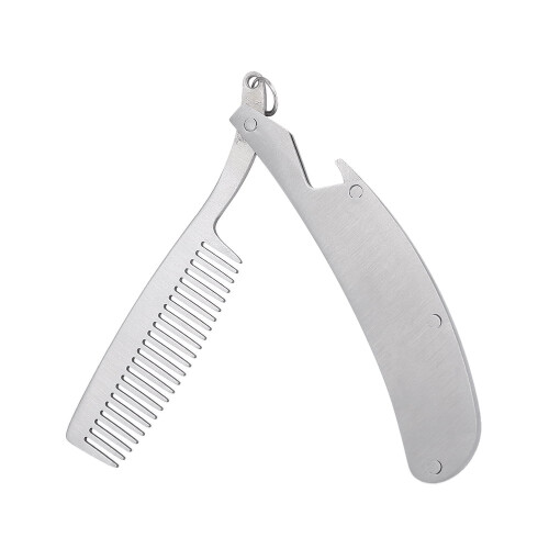 Gecheer folding beard comb for men stainless steel pocket