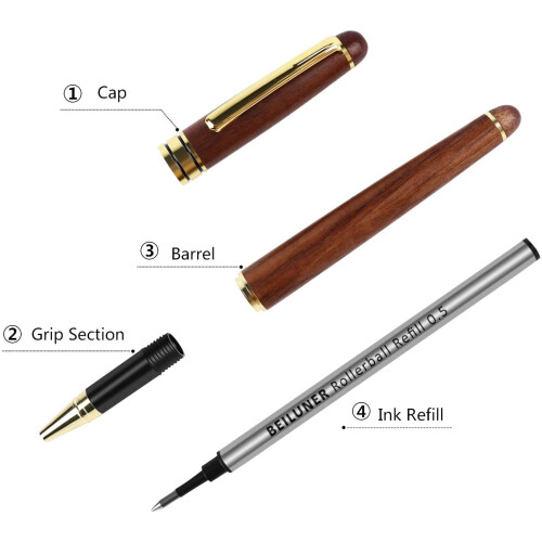 Walnut Ballpoint Pen Set Executive Gift Black 1