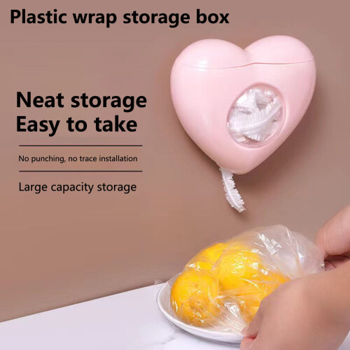 Pink heart-shaped plastic wrap dispenser wall-mounted large 2