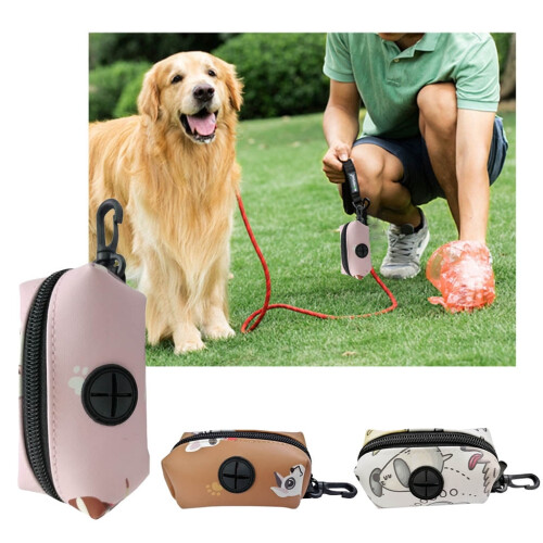 Pet waste bag dispenser with hook for leash or backpack 1