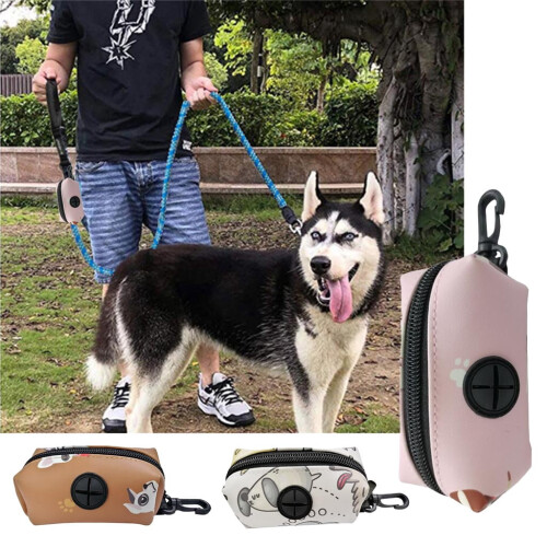 Pet waste bag dispenser with hook for leash or backpack 2
