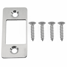 Deadbolt Strike Plate Large Hole Narrow Edge 1 Piece Silver