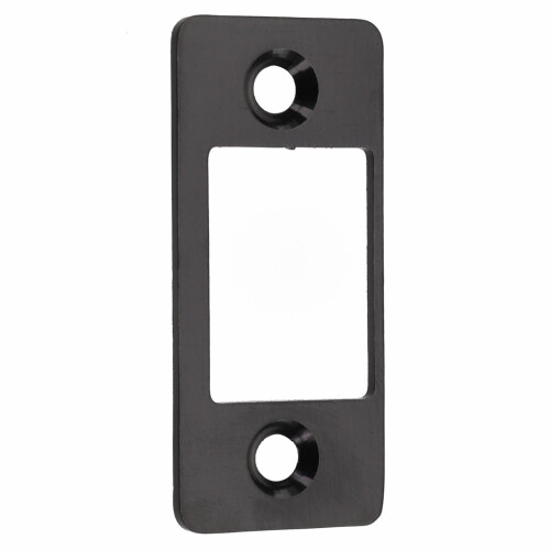 Deadbolt Strike Plate Black Large Hole Narrow Edge 1 Piece