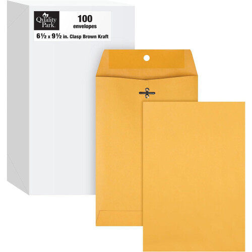 Clasp Envelopes Brown 6.5 x 9.5 Inch 100 Count