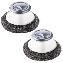 Stainless Steel Wool Scrubber with Handle 2 PCS