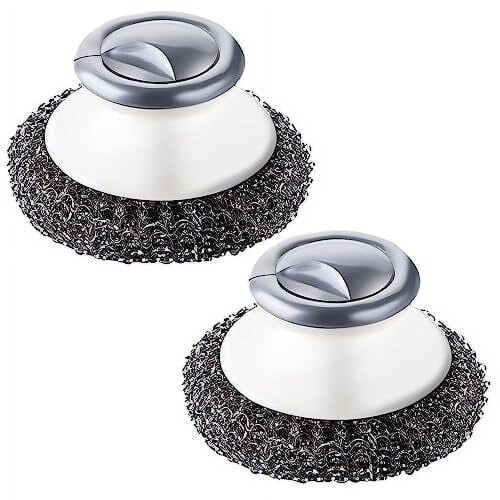 Stainless Steel Wool Scrubber with Handle 2 PCS