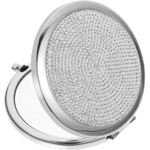 Compact round double-sided makeup mirror for women, gold,