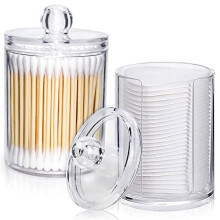 Cotton Ball Holder Dispenser with Lid, Clear Acrylic, 3 oz,