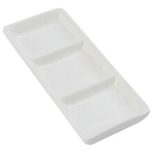 Ceramic appetizer tray white 6 inch 3-compartment