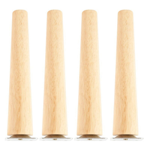 Solid Oak Wood Sofa Legs with Metal Plate 4 pcs 1