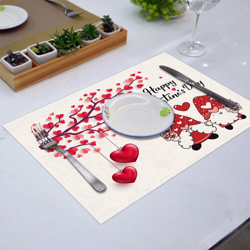 Valentine's Day linen placemat digital print 4 pcs 2
