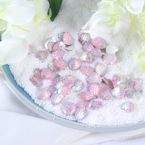 Polymer Clay Rhinestones Light Pink AB Heart 50pcs 1