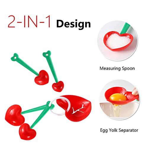 Heart-shaped measuring spoons set red 4-piece with egg 2