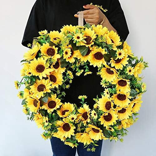 Sunflower Wreath Yellow Artificial 20 Inch 2