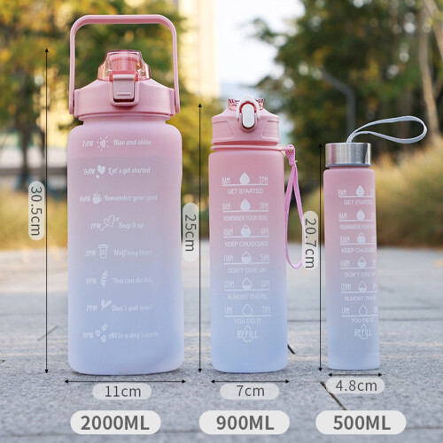 Water Bottle with Time Scale 3 pcs 500/900/2000ml 2