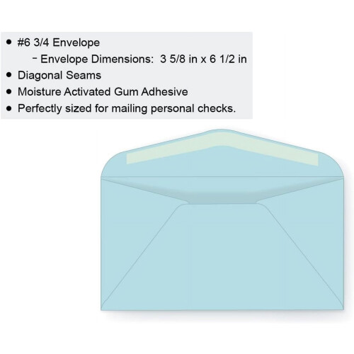 Regular Envelope Pastel Light Blue 3 5/8 x 6 1/2 500 count 2