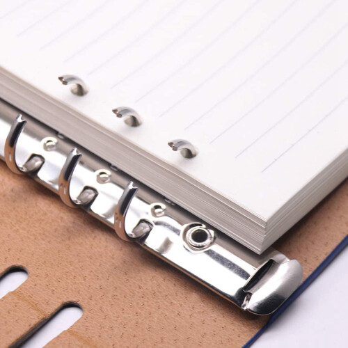 A5 PU leather notebook with 6-ring binder and refillable 1