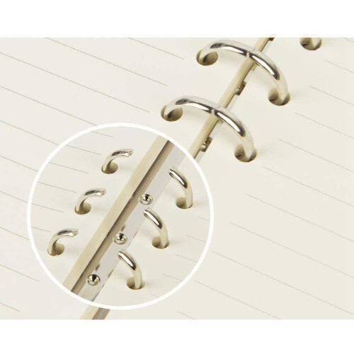 A5 PU leather notebook with 6-ring binder and refillable 2