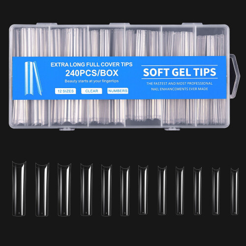 Soft Gel Nail Tips C Curve Stiletto Soak-Off 24pcs 2