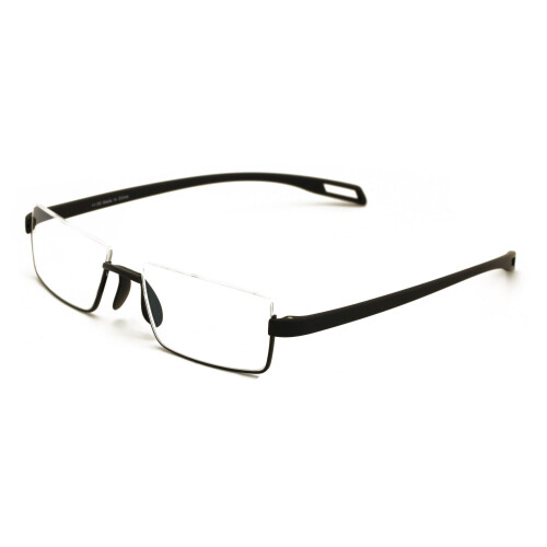 Men's reading glasses wide slim half-rim +1.75 1