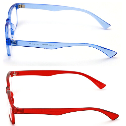 Reading Glasses Rectangular Translucent Blue Red 2 Pairs 2