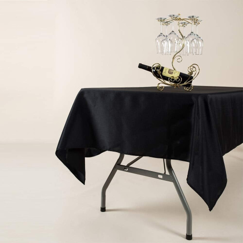 Round Black Polyester Tablecloth 70 Inch Diameter 2