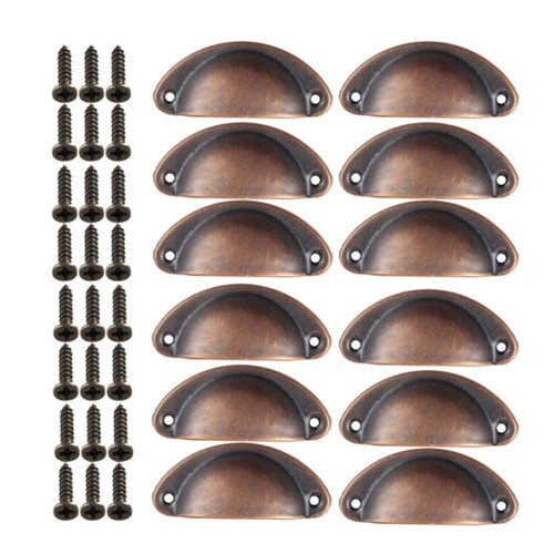 Shell-shaped antique bronze cabinet knobs 12 pcs 1