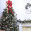 Christmas Tree Topper Bow Grey Silver Snowflake 32x12 Inch 2