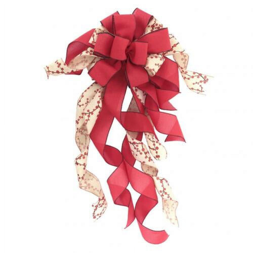 Christmas Tree Topper Bow Grey Silver Snowflake 32x12 Inch 2