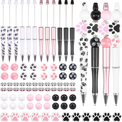 Beadable Pen Set Plastic and Wooden Beads 14cm 1