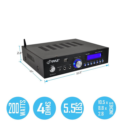 Pyle PDA5BU Compact Bluetooth Stereo Amplifier 200W 1