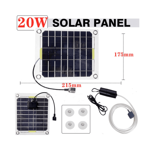 Aquarium Air Pump Solar USB Powered 20W 2