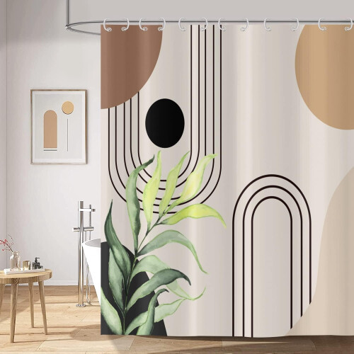 Boho Leaf Shower Curtain Waterproof 36x72 Inches 2