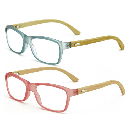 Bamboo Women Reading Glasses +2.00 2 Pairs 1
